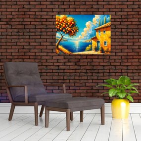 Üveg kép - Ház narancsokkal II. (70x50 cm)