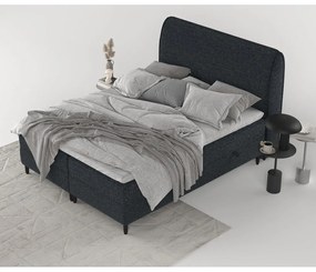 Fekete ágyneműtartós boxspring ágy 200x200 cm Melba – Maison de Rêve