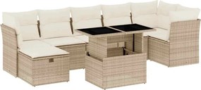 vidaXL 8 részes bézs polyrattan kerti ülőgarnitúra párnával
