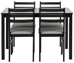EMILY fekete étkezőasztal szett 4 székkel