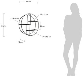 Fekete többszintes fém fali polc 55 cm Across – Kave Home