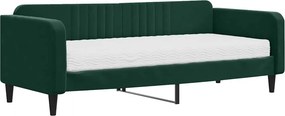 vidaXL sötétzöld bársony heverő matraccal 90 x 200 cm
