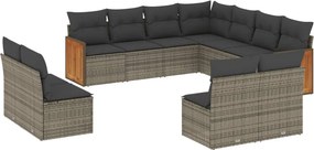 vidaXL 11 részes szürke polyrattan kerti ülőgarnitúra párnákkal
