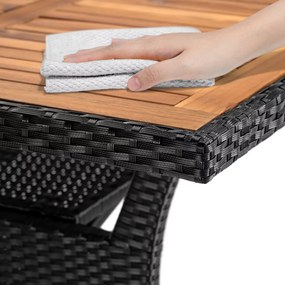 Deuba Takeo rattan asztal 190x90x74 cm - fekete/agát