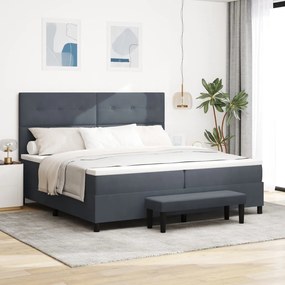 Box Spring ágy matraccal és paddal Sötétszürke 200x200 cm Bársonyos