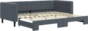 vidaXL sötétszürke kihúzható bársony heverő 90 x 200 cm