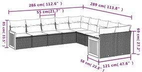 10 részes bézs polyrattan kerti ülőgarnitúra párnával
