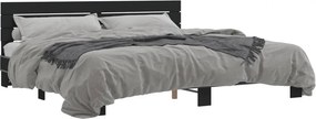 vidaXL fekete szerelt fa és fém ágykeret 200 x 200 cm