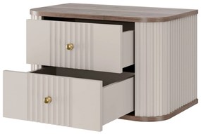 Vesper függő éjjeliszekrény készlet 56 cm - kasmír / diófa / arany fogantyúk