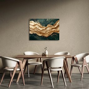 Kép - Zöld absztrakció arannyal II. (70x50 cm)