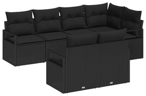 vidaXL Kanapé Szett 7 pcs Fekete polirattan