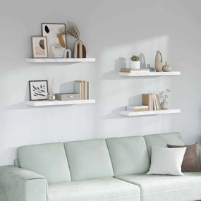 vidaXL Falpolc tárolóval 4 pcs Fehér márvány 90 x 23,5 x 4 cm Faanyag