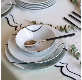 24 részes porcelán étkészlet, szürke/zöld