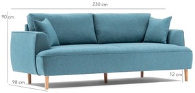 Design 3 személyes kanapé Waldina 230 cm türkiz