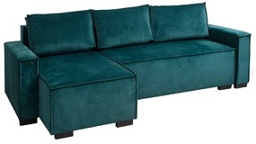 SMART VELVET sötétzöld kinyitható sarokkanapé, kétoldalas