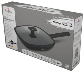 Matt fekete indukciós tapadásmentes grill serpenyő fedővel 28 cm Berlinger Haus Matte Black