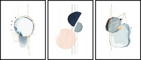 Poszterek 21x30 szett 3 absztrakt geometria minta