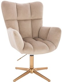 HR650CROSS Latte modern velúr szék arany lábbal