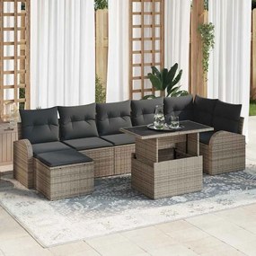 Kerti Kanapé Szett tárolóval 8 pcs Szürke Poli rattan
