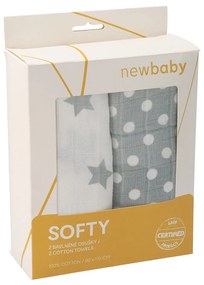 Pamut  tetra fürdőlepedő New Baby Softy 90 x 110 cm 2 db szürke fehér