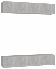 4 db betonszürke szerelt fa TV-szekrény 80 x 30 x 30 cm