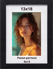 Képkeret 13x18 passepartout 9x13 fekete