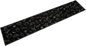 vidaXL fekete reggeli mintás mosható bársony konyhaszőnyeg 60x300 cm