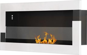 HOMCOM Faliáda Rozsdamentes Acél Bioetanolos Kandalló 2,5 órás Égési Idővel, 1L Tartállyal és 20m² Borítással, 90x16x40cm, Ezüst | Aosom