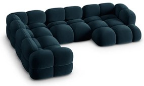 Sötétkék bársony sarokkanapé (bal oldali-U alakú) Loretto – Cosmopolitan Design