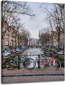 Vászonkép Kerékpárok az Amszterdam hídon 30x40 cm Ajándéknak is tökéletes