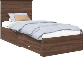 vidaXL Ágykeret fejtámlával Barna tölgy és ezüst 100 x 200 cm Faanyag