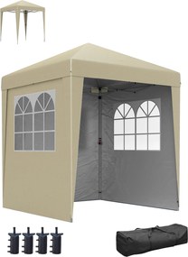 Outsunny Összecsukható Kerti Sátor 2 x 2 m Popup Fogadó Sátraz Állítható Magasság 3 Szint Anti-UV 30+ 3 Oldalfal 4 Homokzsákkal és 1 Szállítótáskával