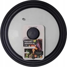 Smukee Univerzális fedő 3 az 1-ben edényekhez 26-30 cm átmérővel, fekete