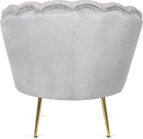 Elegáns Fotel Szürke Bársony Kárpittal, Aranyszínű Lábakkal. ANGEL