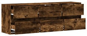 füstös tölgy színű fali TV-szekrény LED-ekkel 130x31x45 cm