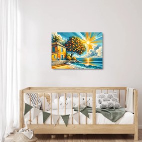 Üveg kép - Ház narancsokkal I. (70x50 cm)