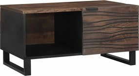 vidaXL Dohányzóasztal Barna és fekete 80 x 50 x 40 cm Tömör akácfa