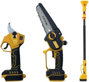 Nagy HAYAMI HA-1008-1 3 az 1-ben AKU készlet - fűrész + metszőolló + hosszabbító rúd 2,4 m