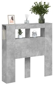 betonszürke szerelt fa LED-es fejtámla 100x18,5x103,5 cm