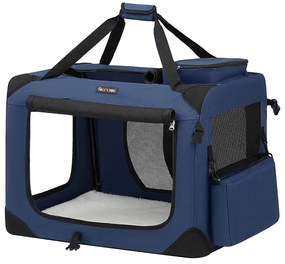 Összecsukható kutyahordozó 70 x 52 x 52 cm,l-es szállítótáska, sötétkék | feandrea