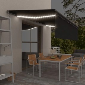 antracitszürke redőnyös, LED-es, szélérzékelős napellenző 5x3 m