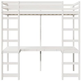 vidaXL Tetőtéri ágykeret Fehér 80 x 200 cm Tömör fenyőfa