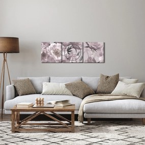 Kép - Vintage bazsarózsa virágok (órával) (90x30 cm)