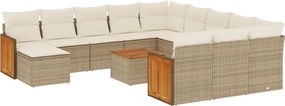 vidaXL 13 részes bézs polyrattan kerti ülőgarnitúra párnákkal