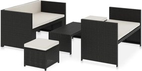 vidaXL 5 részes fekete polyrattan kerti ülőgarnitúra párnákkal