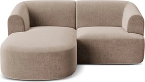 Világosbarna bársony sarokkanapé (bal oldali-heverő résszel) Campi – Cosmopolitan Design