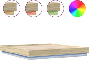 vidaXL sonoma tölgy színű ágykeret LED-világítással 180x200 cm