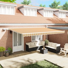 Manuális Behúzható Napellenző LED Többszínű Csíkkal 500x300 cm