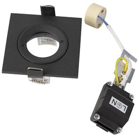 Okos süllyesztett spotlámpa fekete szögletes IP44, Wifi GU10-zel - Xena