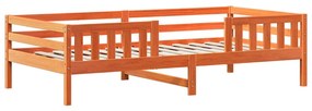 viaszbarna tömör fenyőfa ágy és pad szett tetővel 75 x 190 cm